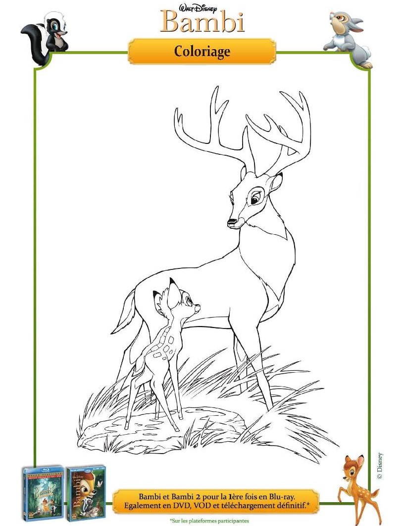 Coloriage de Bambi et son Père