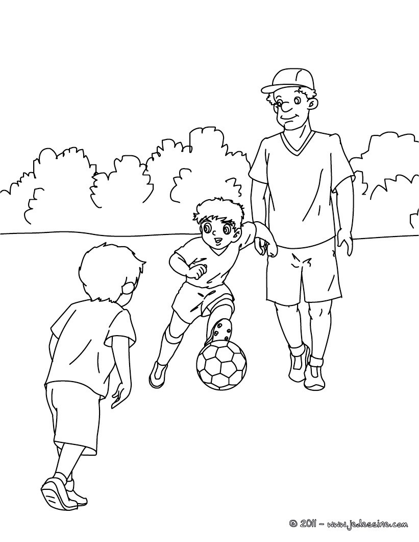 Coloriage papa au foot gratuit