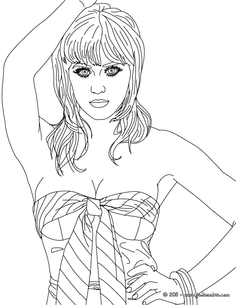 Coloriage Katy Perry en bustier