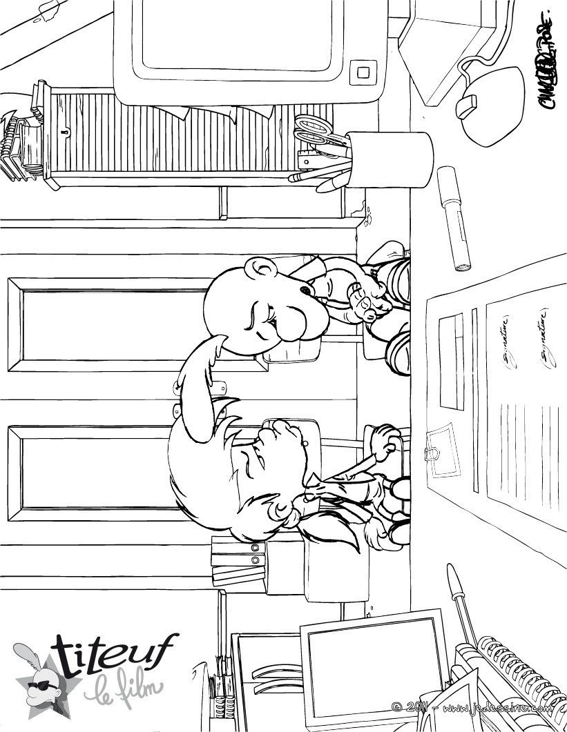 Titeuf et Nadia font leur devoirs