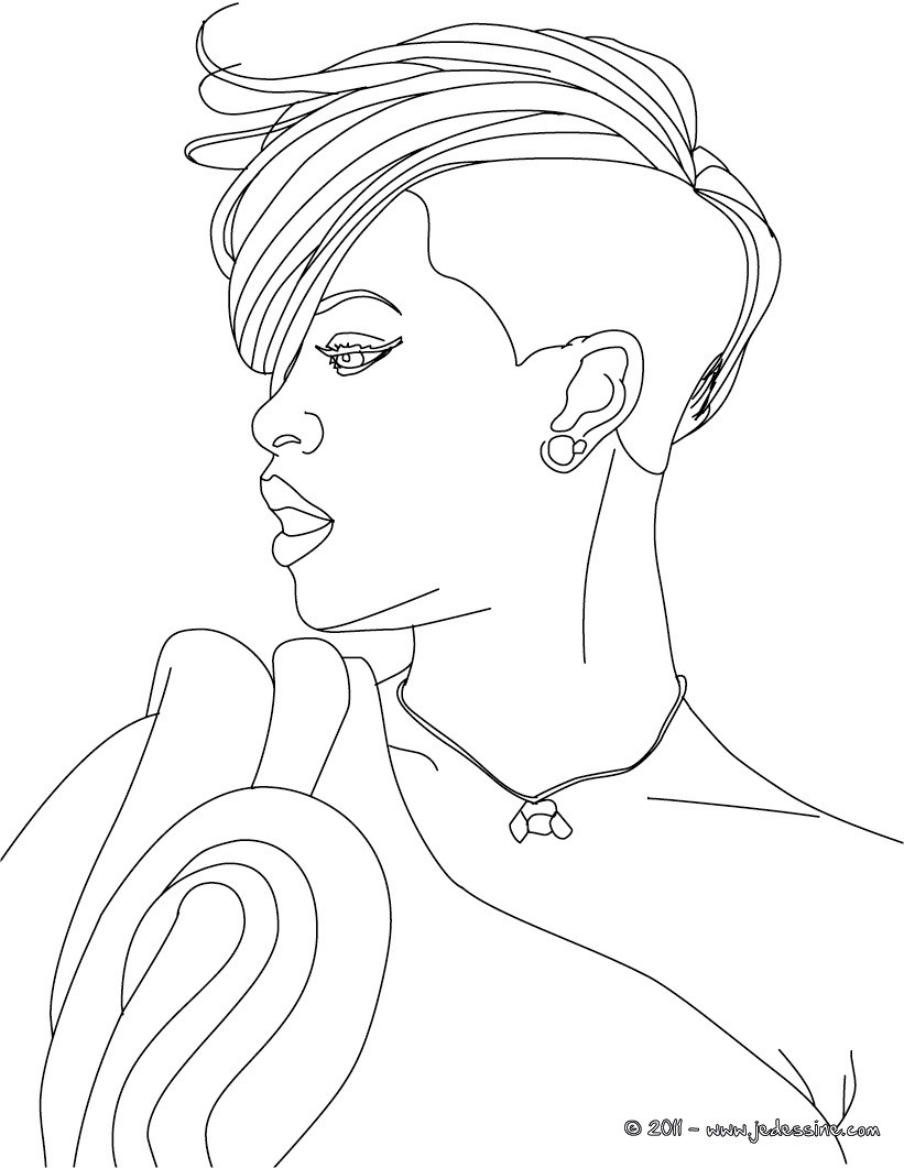 Coloriage Rihanna profil à imprimer