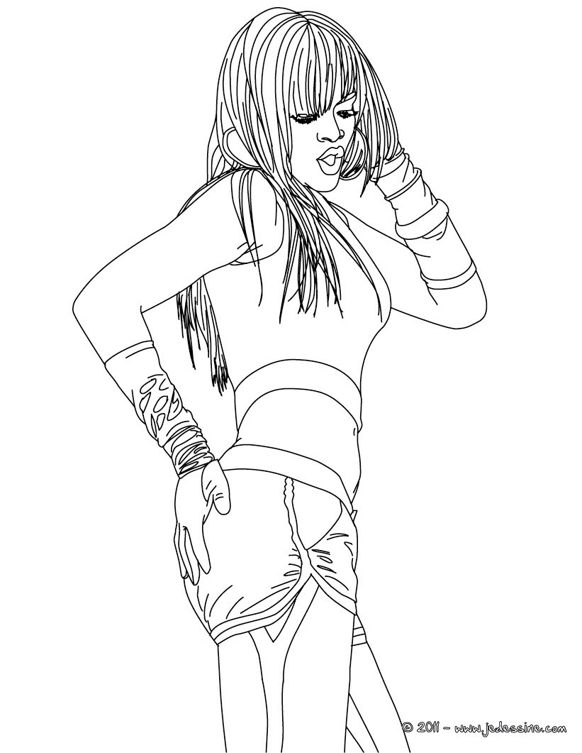 Coloriage Rihanna short gratuit