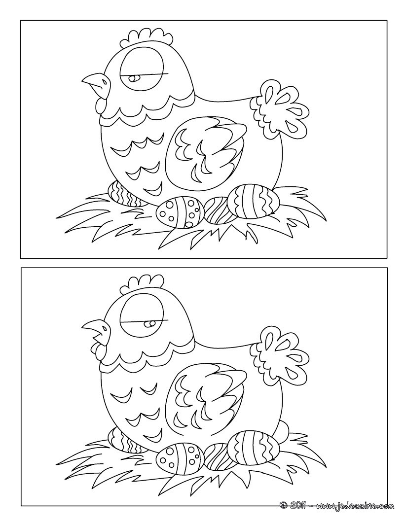 Poulette et son nid Pâques jeu des différences
