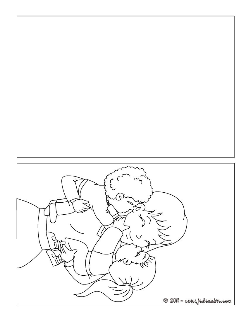Carte à colorier câlin pour maman