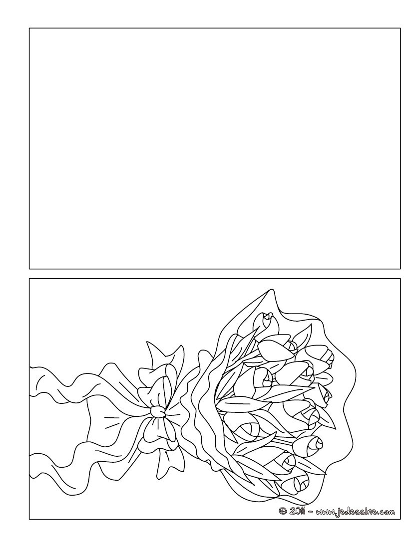 Coloriage : Carte à colorier bouquet fleurs maman