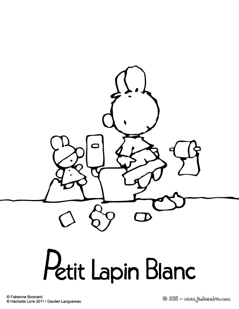 PETIT LAPIN BLANC à colorier en ligne