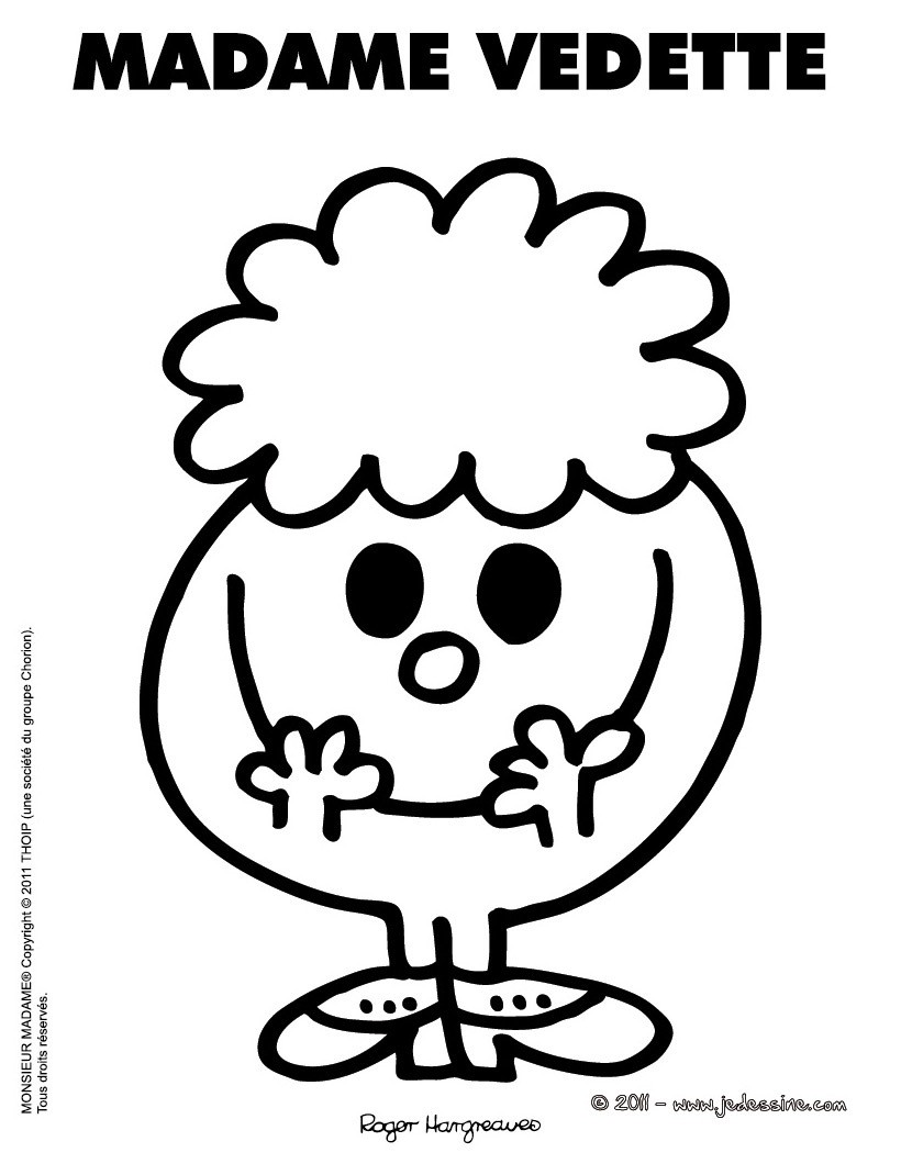 Coloriage gratuit MADAME VEDETTE