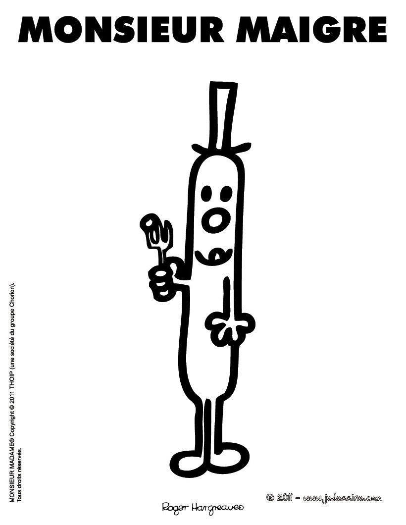 Coloriage gratuit MONSIEUR MAIGRE
