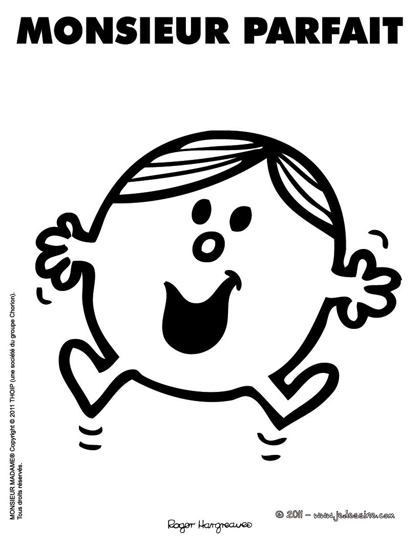 Coloriage gratuit MONSIEUR PARFAIT
