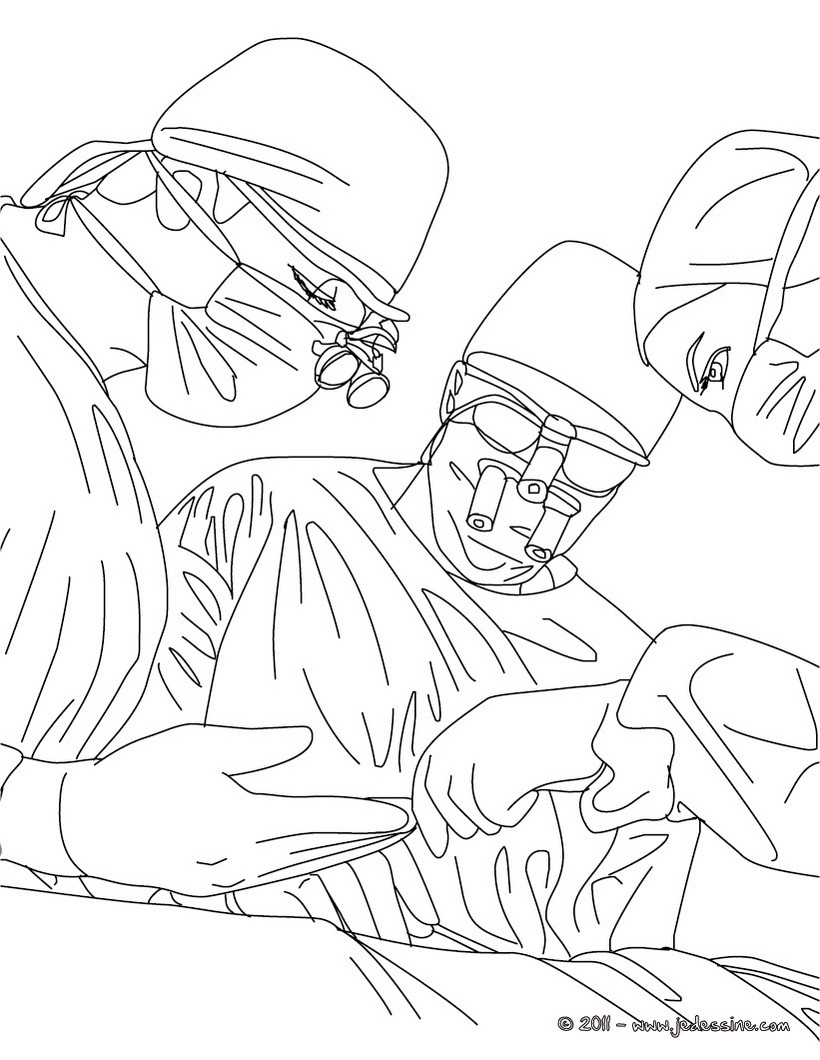 Coloriage mdecin chirurgien qui opere