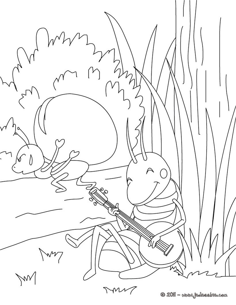 Coloriages coloriage gratuit la cigale et la fourmi - fr.hellokids.com