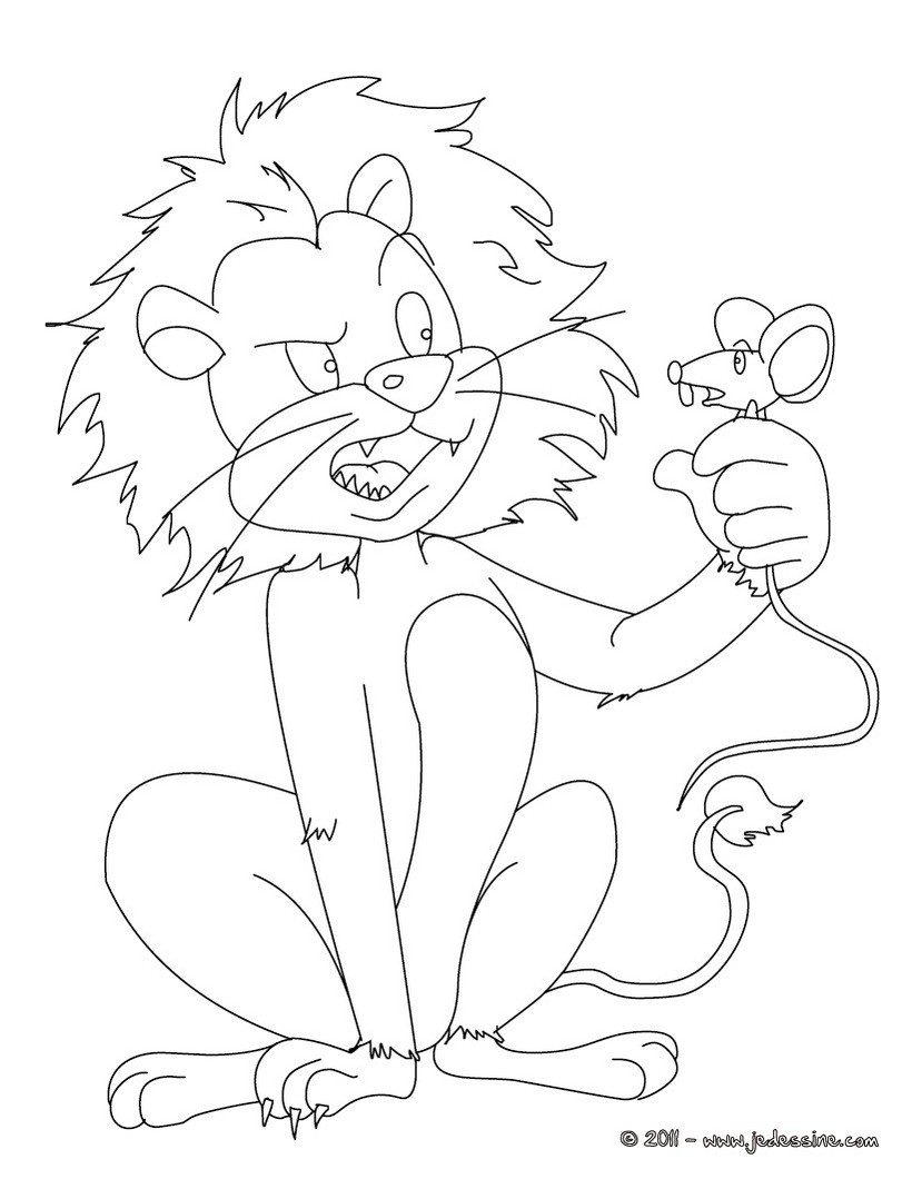 Coloriage gratuit Le Lion et le Rat