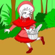 Coloriage gratuit Petit Chaperon Rouge et le Loup