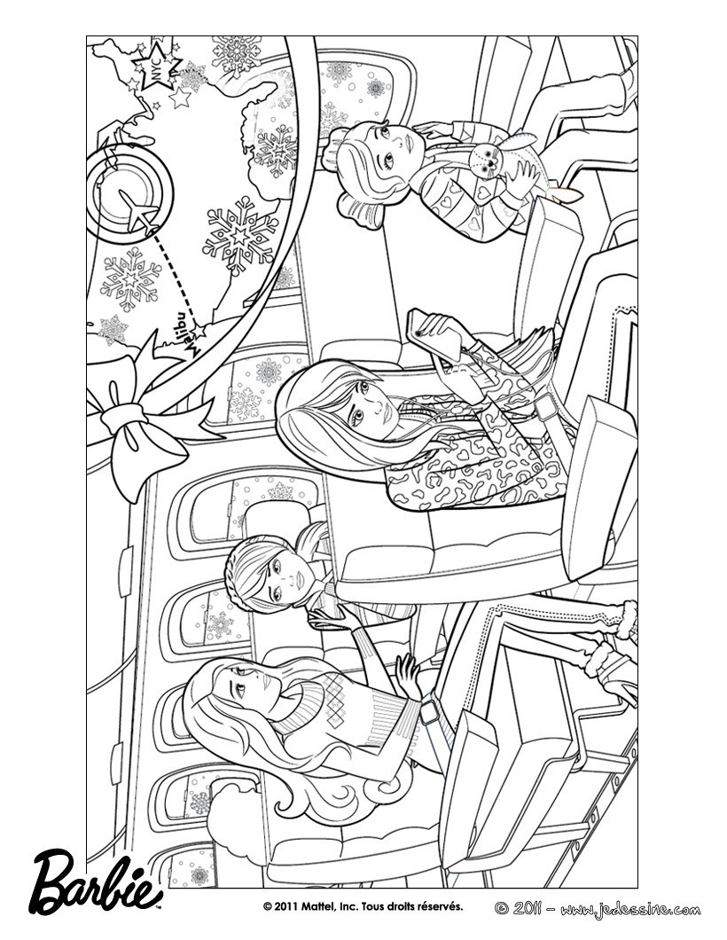 Coloriage de Barbie dans l'avion
