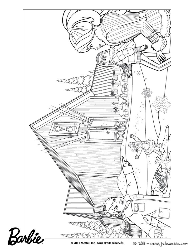 Barbie à la montagne à colorier
