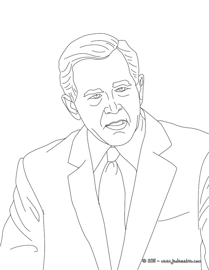 Coloriages coloriage du président george w. bush - fr.hellokids.com