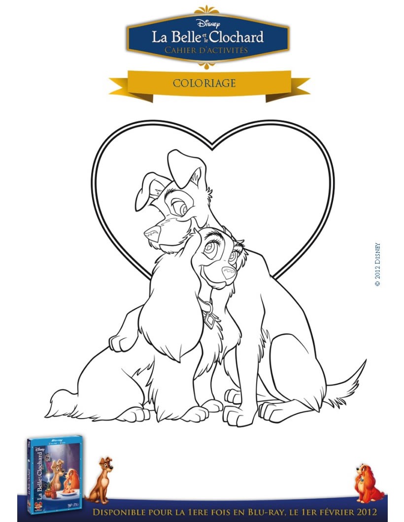 Coloriage : La belle et le clochard amoureux
