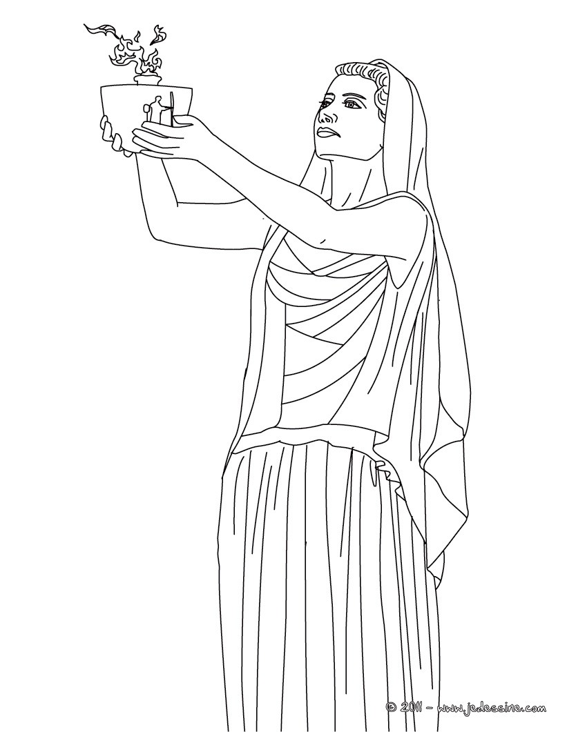 Personnage mythologique : Coloriage HESTIA, déesse du foyer