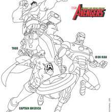 Coloriage : Avengers - Hulk, Iron Man, Captain America et Thor