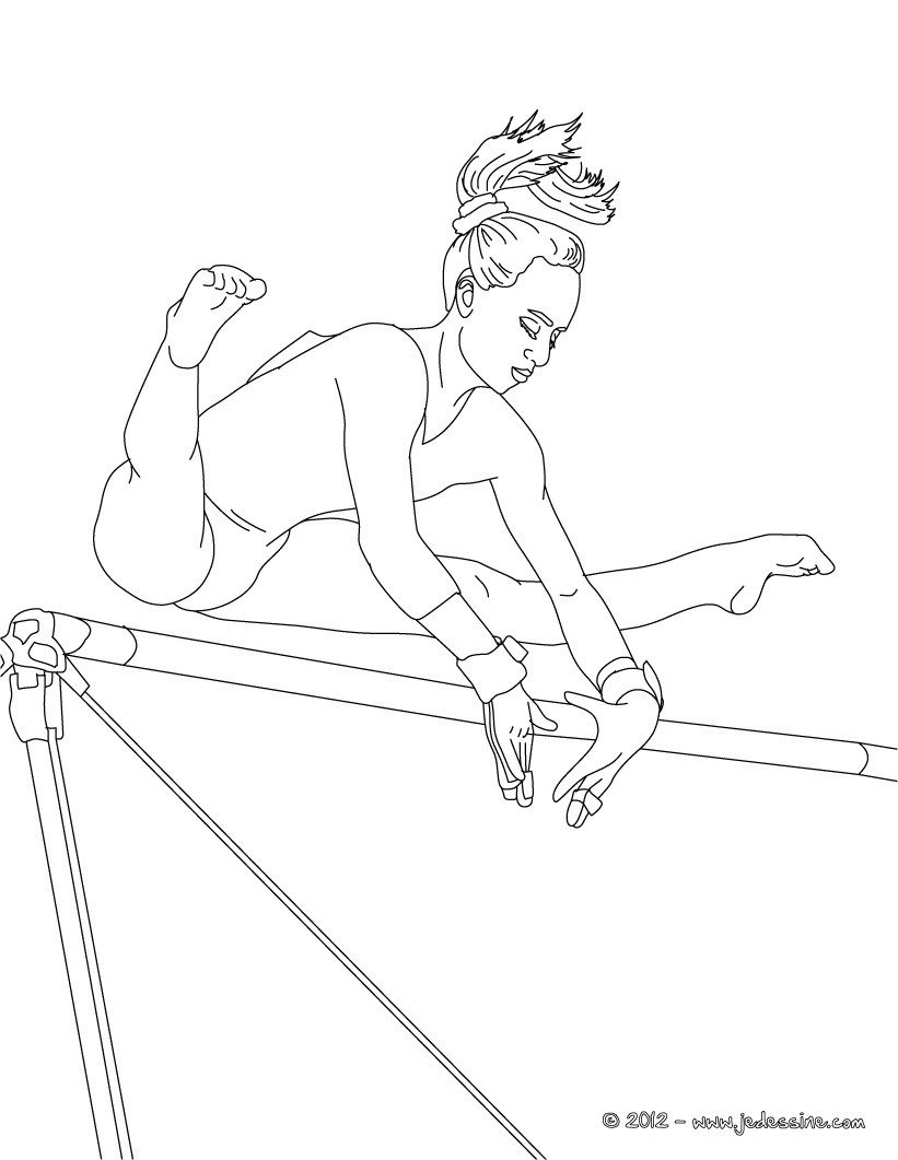 Coloriage BARRES ASYMETRIQUES en gymnastique artistique