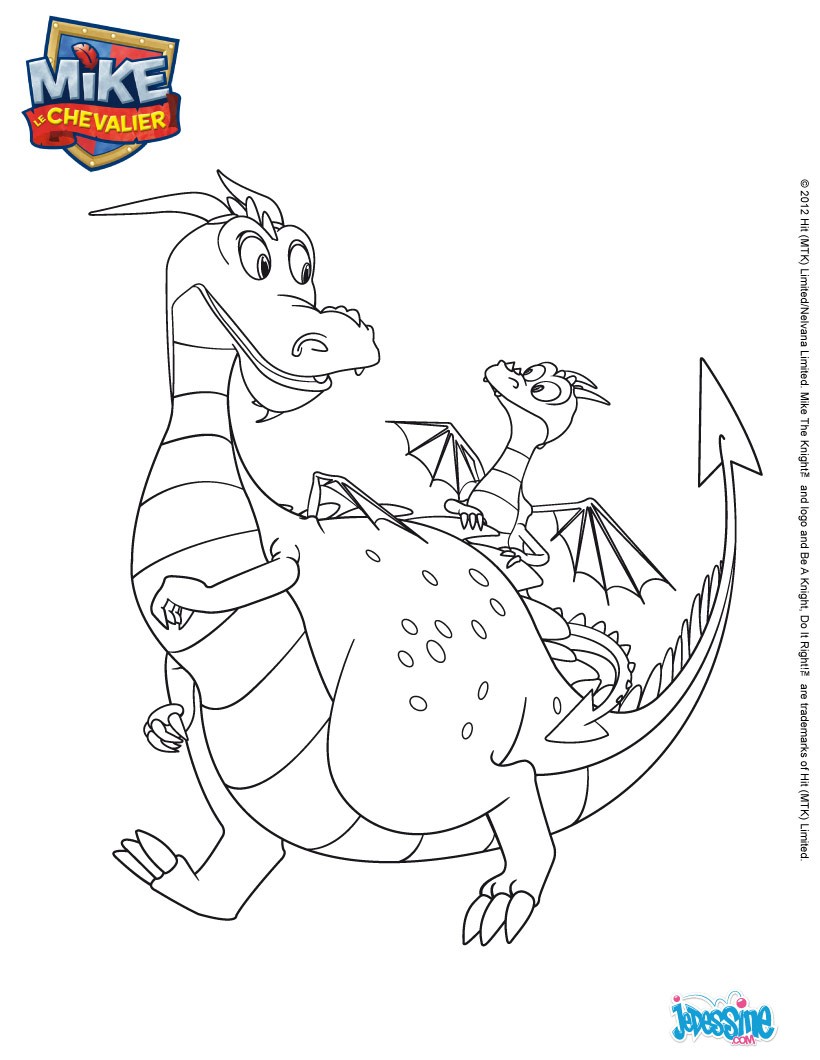 Chevalier Coloriages Vidéos et Tutoriels Lire et apprendre FLAMMECHE le dragon de Mike Coloriage FLAMMECHE