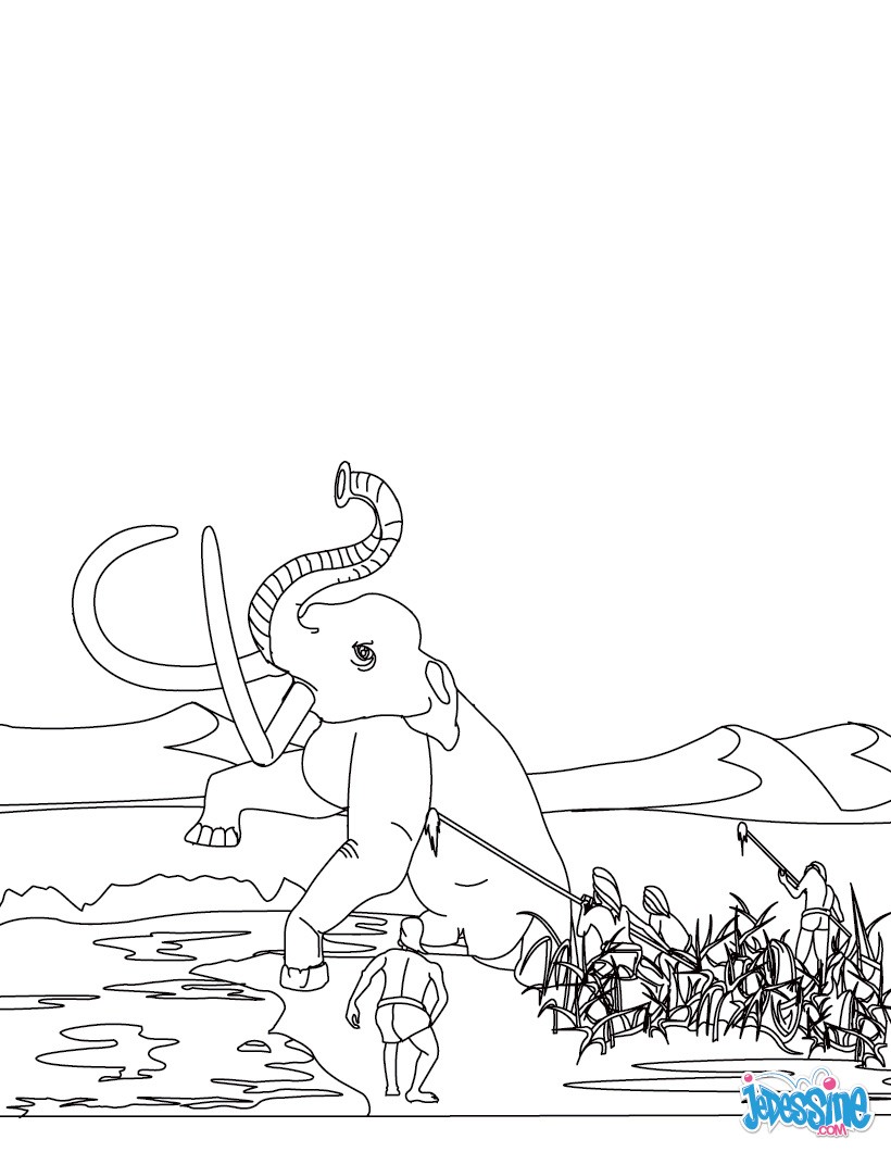 Coloriages sc¨ne de chasse au mammouth par un groupe d homo Coloriage Sc¨ne de chasse au mammouth par un groupe d Homo Sapiens