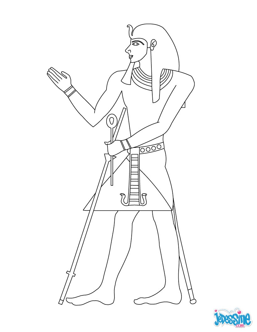 Coloriages égypte Coloriages Coloriage imprimer gratuit fr Cléop¢tre Coloriage Pharaon avec ses accessoires