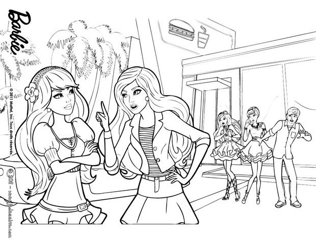 Coloriages barbie et raquelle se disputent - fr.hellokids.com