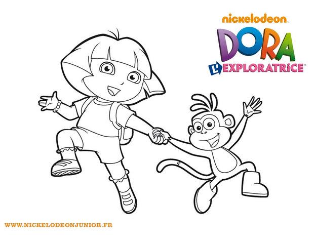 Coloriage de Dora et Babouche main dans la main