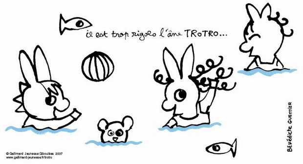 coloriage de trotro qui se baigne
