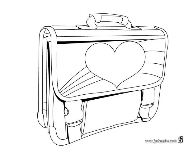 Coloriage d'un cartable d'école de filles