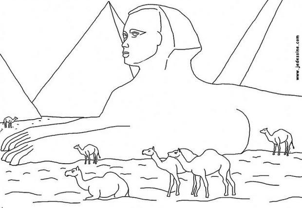 Coloriage d'un sphinx en Egypte