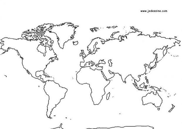 Coloriage : Planisphère, fond de carte du monde