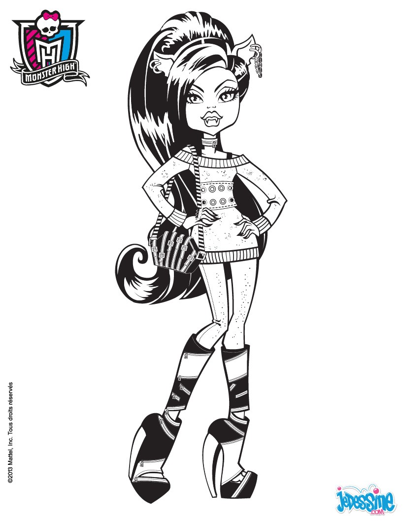 Draculaura assise Clawdeen Wolf   colorier