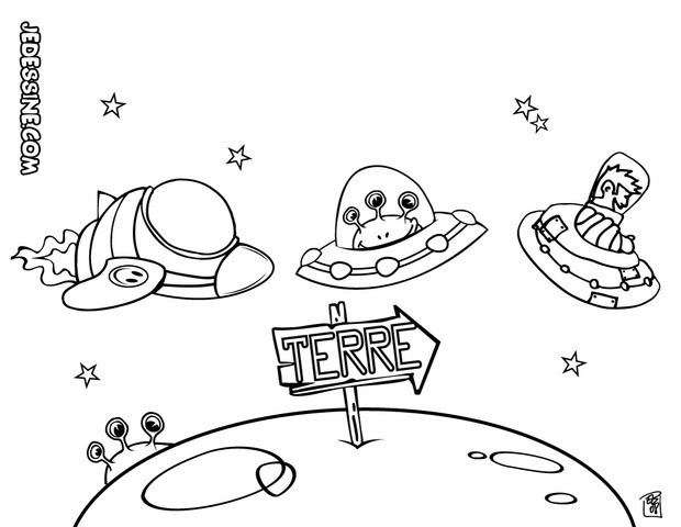 coloriage d une invasion extraterrestre