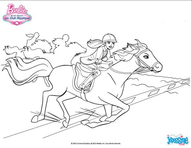 Coloriage Barbie Cheval A Imprimer