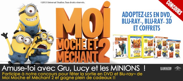 Tente de gagner des DVD et des Blu-ray<sup>TM</sup> de Moi Moche et Méchant 2 !