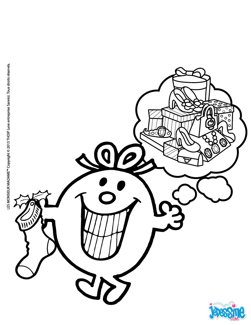 Coloriages madame canaille et sa chaussette de noel fr hellokids Coloriage Madame Canaille et sa chaussette de Noel