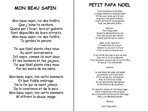 Parole de chanson : Chanson de Noël Mon beau sapin / Petit Papa-Noël