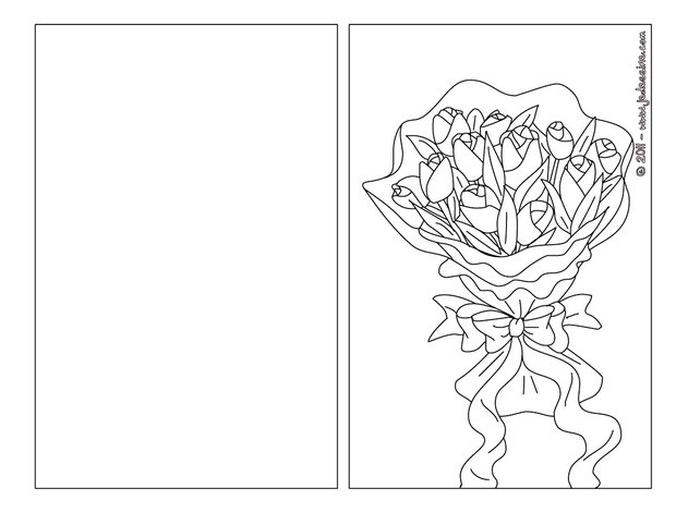 Coloriage : Carte à colorier bouquet fleurs maman