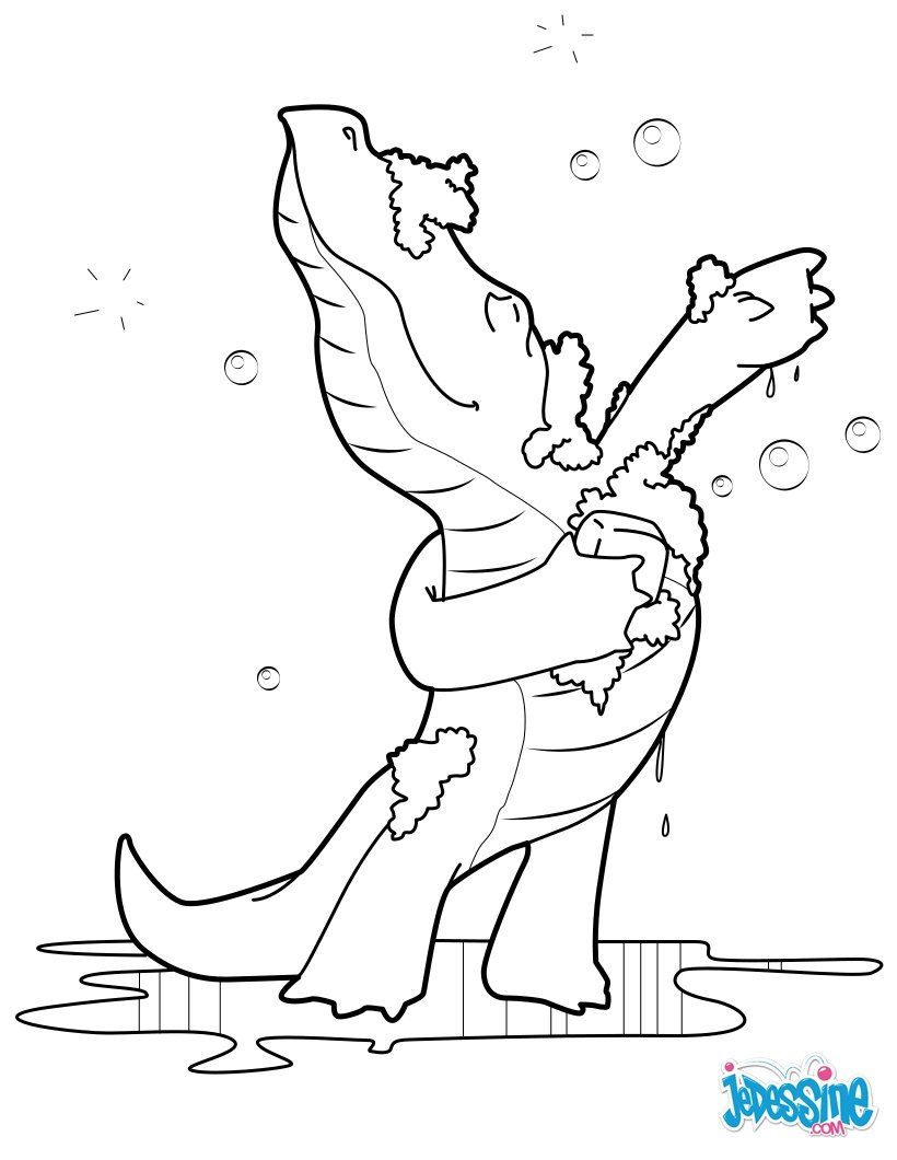 Coloriages crocodile sous la douche fr hellokids Coloriage Crocodile sous la douche