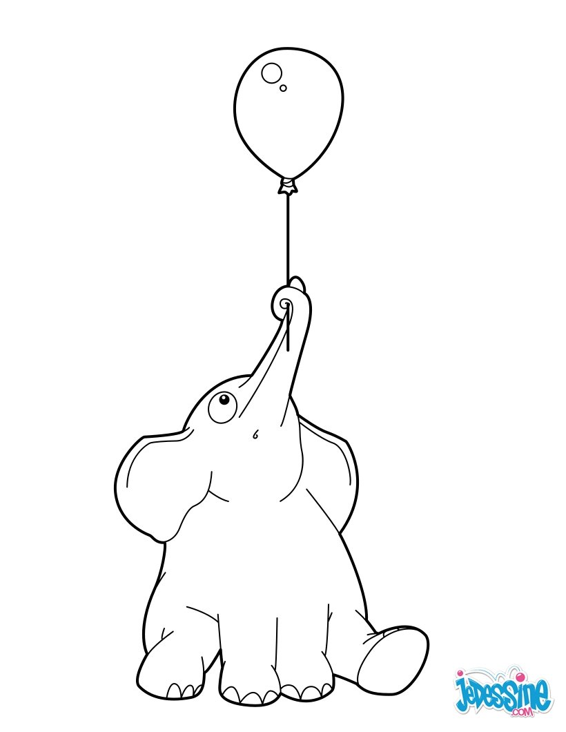 Ballon Vidéos et Tutoriels Activites Manuelles Coloriages Coloriage éléphant avec un ballon