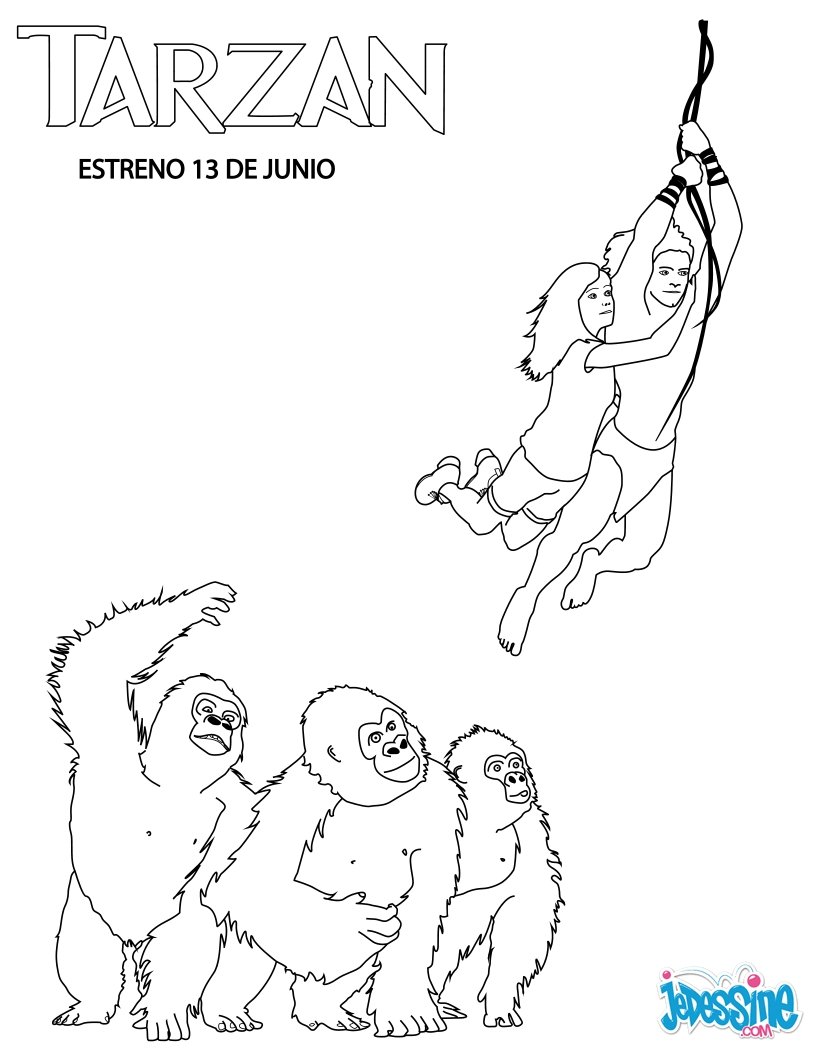 tarzan et jane au dessus des gorilles