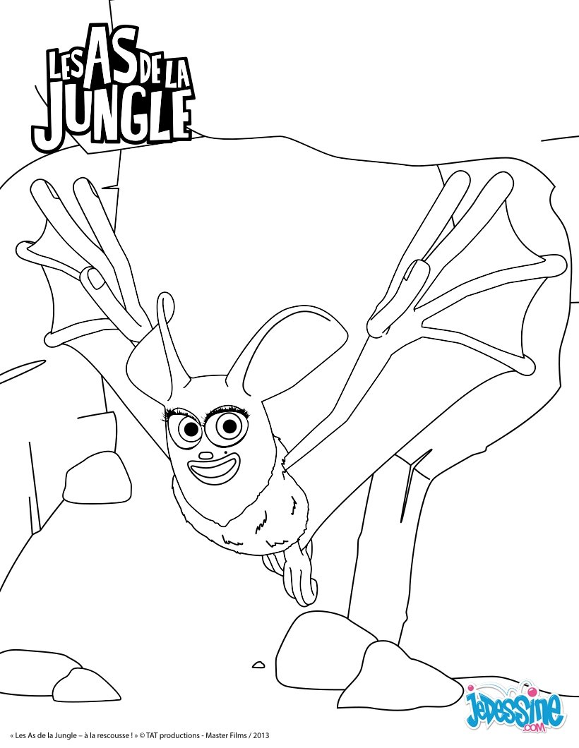 Coloriage LES AS DE LA JUNGLE Coloriages Coloriage imprimer Bob Batricia la chauve souris