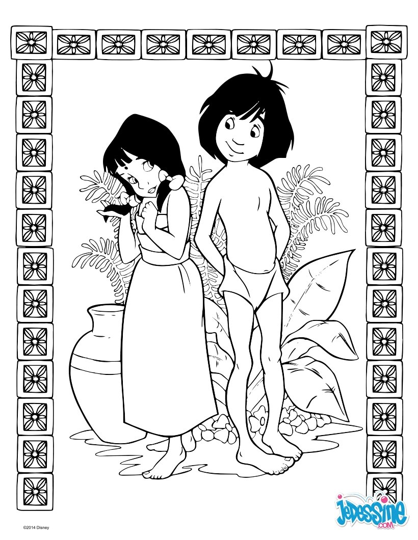 Coloriages le livre de la jungle - shanti et mowgli - fr ...