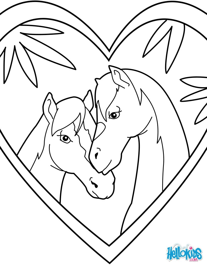 Coloriage Couple de chevaux amoureux