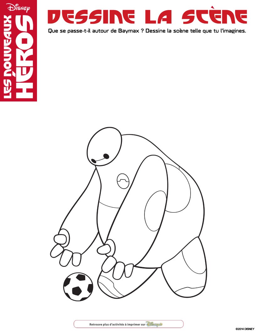 Coloriages baymax attrape un ballon fr hellokids Coloriage Baymax attrape un ballon