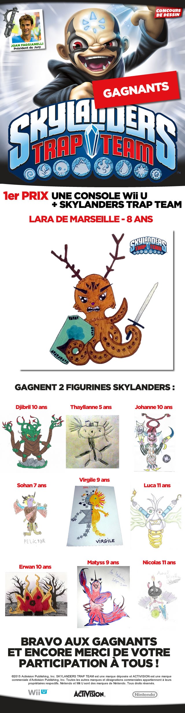 Les Gagnants du concours de dessin Skylanders Trap Team !