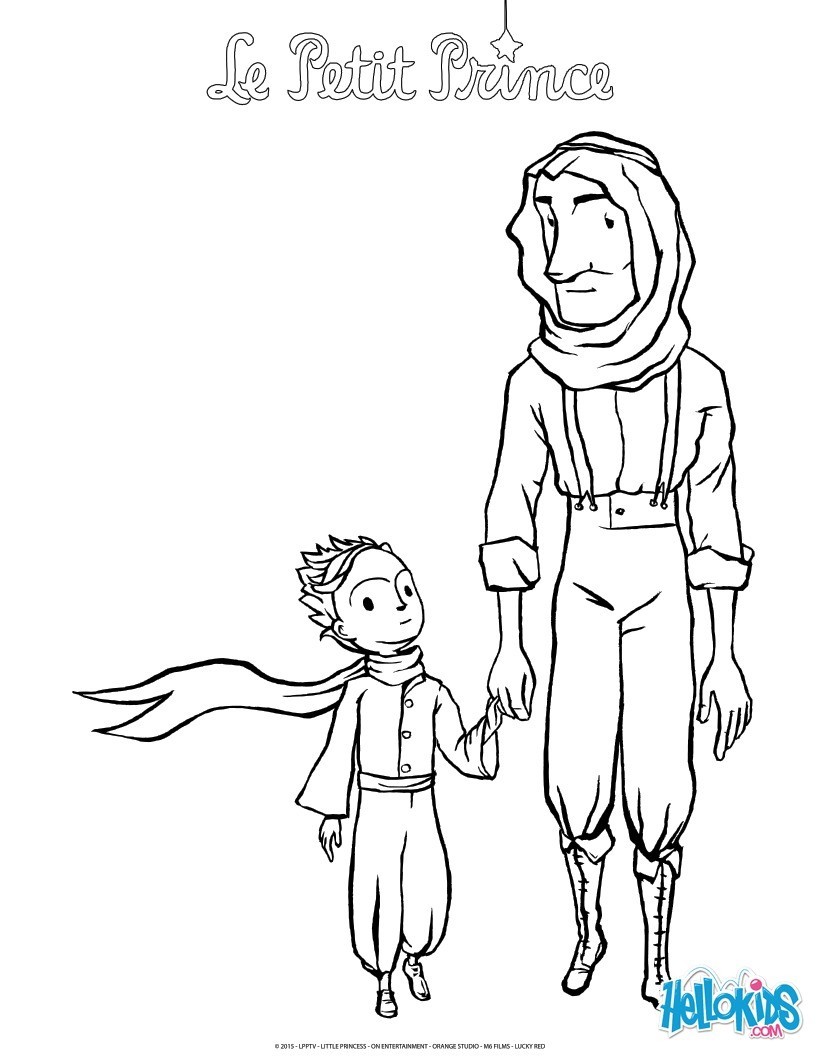 Coloriages le petit prince et l aviateur fr hellokids Coloriage Le petit prince et l aviateur