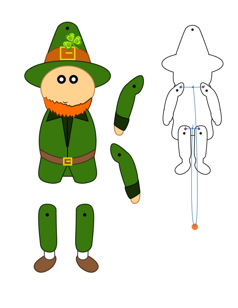 Fiche bricolage : Marionnette articulée Leprechaun
